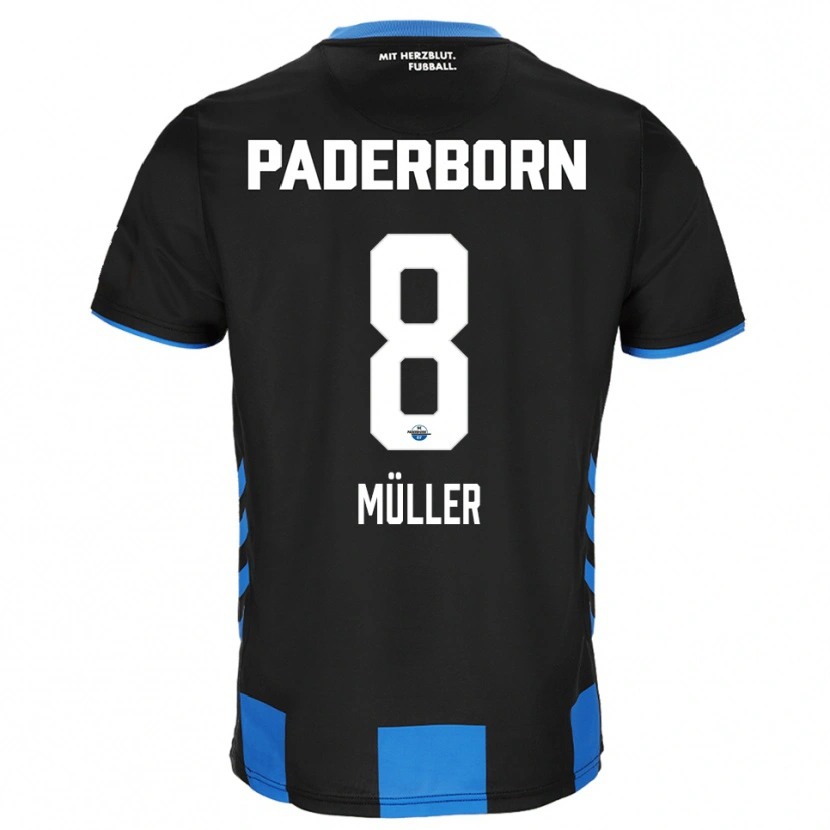 Danxen Niño Camiseta Carlos Müller #8 Negro Azul 1ª Equipación 2025/26 La Camisa