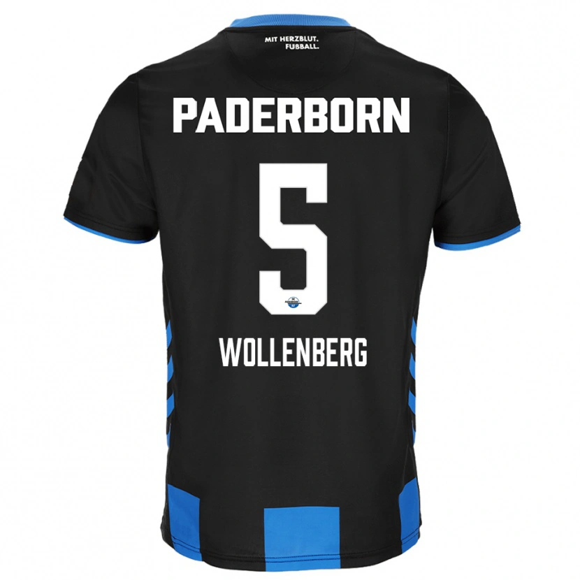 Danxen Niño Camiseta Paul Wollenberg #5 Negro Azul 1ª Equipación 2025/26 La Camisa