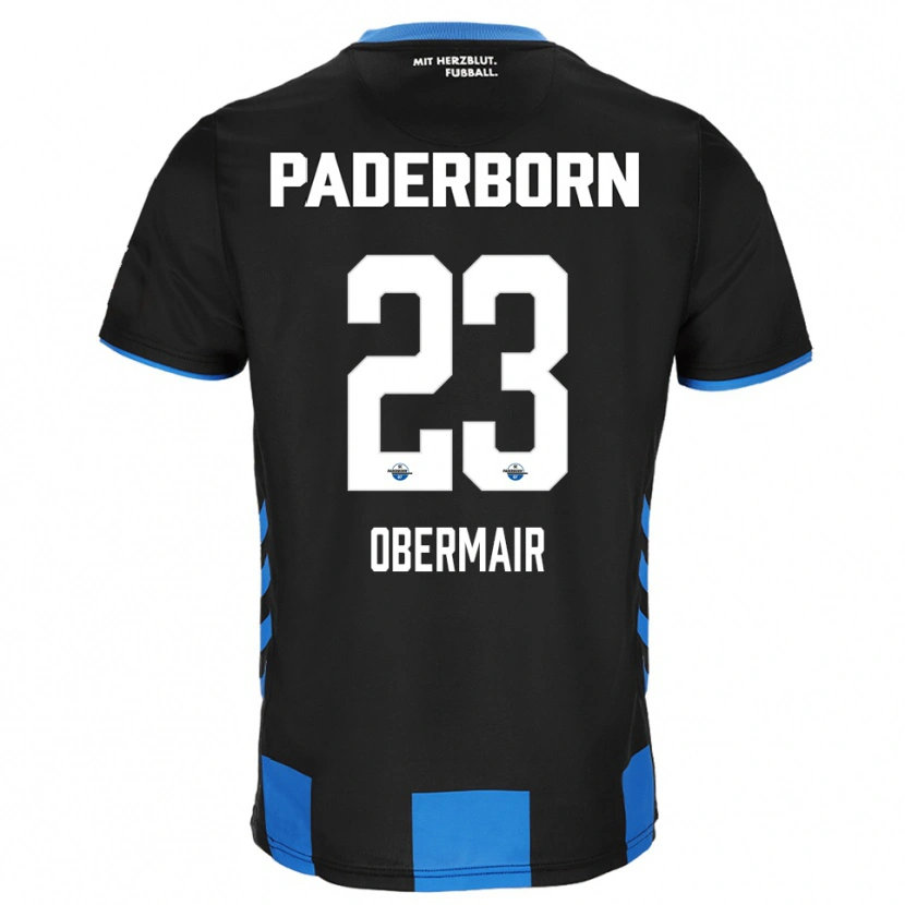 Danxen Niño Camiseta Raphael Obermair #23 Negro Azul 1ª Equipación 2025/26 La Camisa