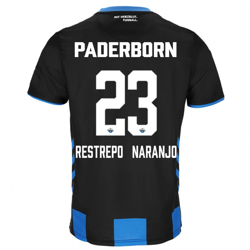 Danxen Niño Camiseta Pedro Restrepo Naranjo #23 Negro Azul 1ª Equipación 2025/26 La Camisa