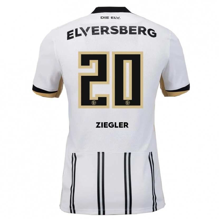 Danxen Niño Camiseta Anton Ziegler #20 Blanco Negro 1ª Equipación 2025/26 La Camisa