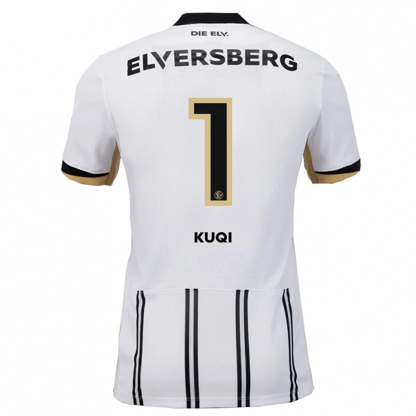 Danxen Niño Camiseta Blero Kuqi #1 Blanco Negro 1ª Equipación 2025/26 La Camisa