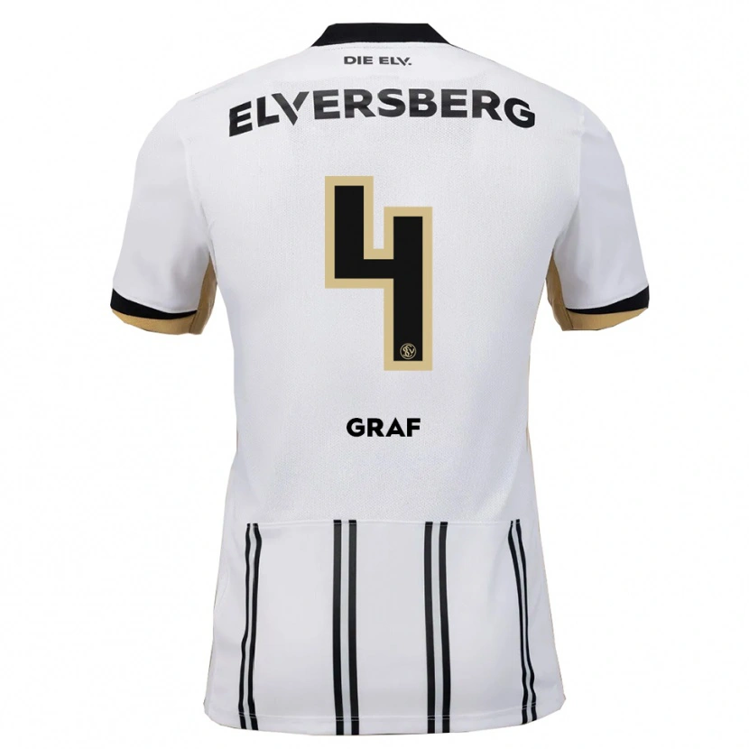 Danxen Niño Camiseta Matheo Graf #4 Blanco Negro 1ª Equipación 2025/26 La Camisa