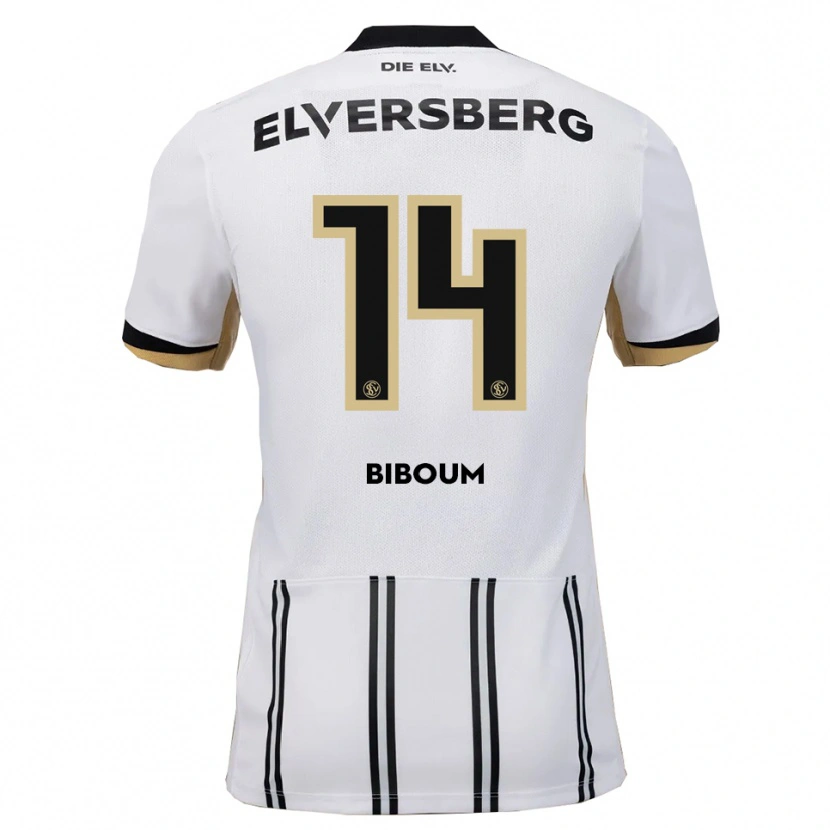 Danxen Niño Camiseta Carl Biboum #14 Blanco Negro 1ª Equipación 2025/26 La Camisa