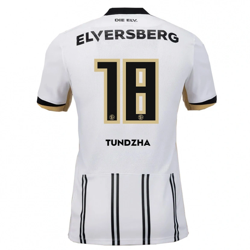 Danxen Niño Camiseta Berke Tundzha #18 Blanco Negro 1ª Equipación 2025/26 La Camisa