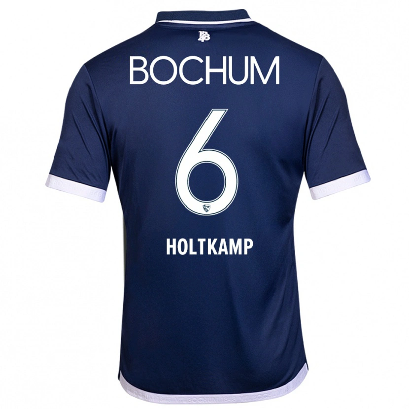 Danxen Niño Camiseta Lars Holtkamp #6 Azul Marino Blanco 1ª Equipación 2025/26 La Camisa