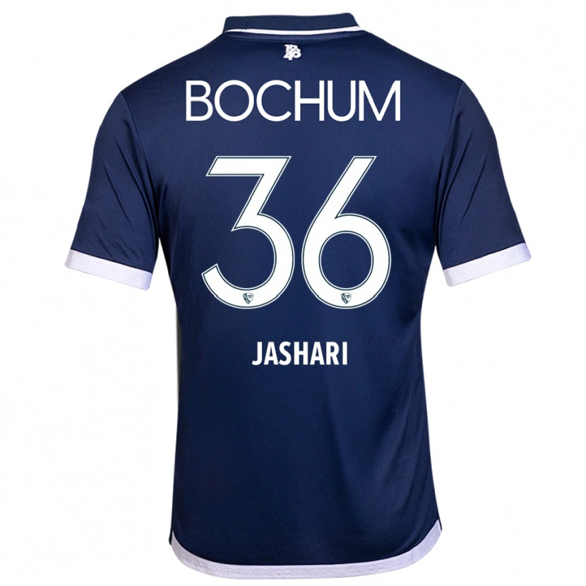 Danxen Niño Camiseta Lirim Jashari #36 Azul Marino Blanco 1ª Equipación 2025/26 La Camisa