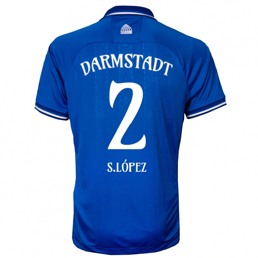 Danxen Niño Camiseta Sergio López #2 Azul Blanco 1ª Equipación 2025/26 La Camisa