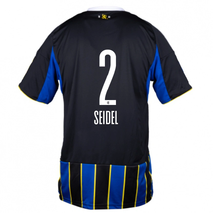 Danxen Niño Camiseta Jonas Seidel #2 Azul Negro Amarillo 1ª Equipación 2025/26 La Camisa