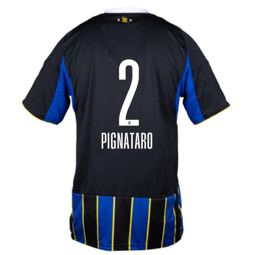 Danxen Niño Camiseta Leo Pignataro #2 Azul Negro Amarillo 1ª Equipación 2025/26 La Camisa
