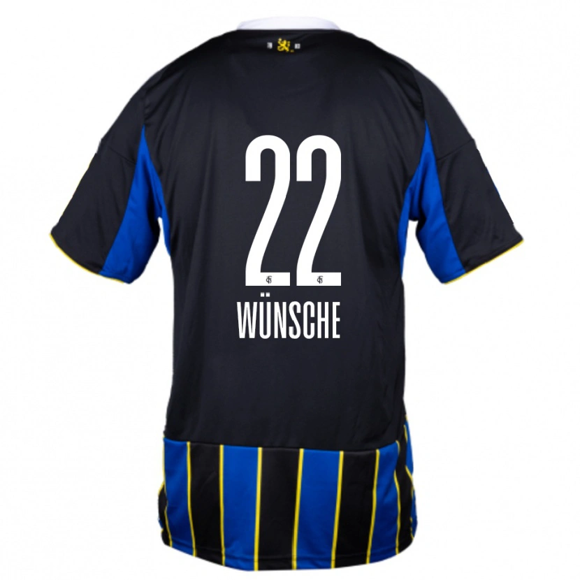 Danxen Niño Camiseta Hannah Wünsche #22 Azul Negro Amarillo 1ª Equipación 2025/26 La Camisa