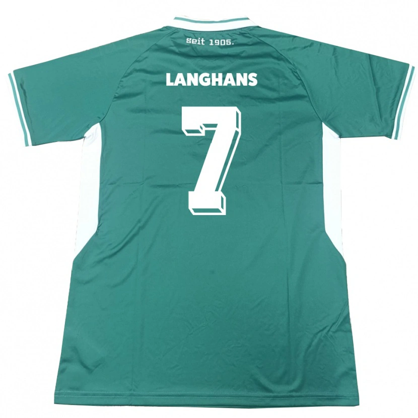 Danxen Niño Camiseta Leonard Langhans #7 Verde Blanco 1ª Equipación 2025/26 La Camisa