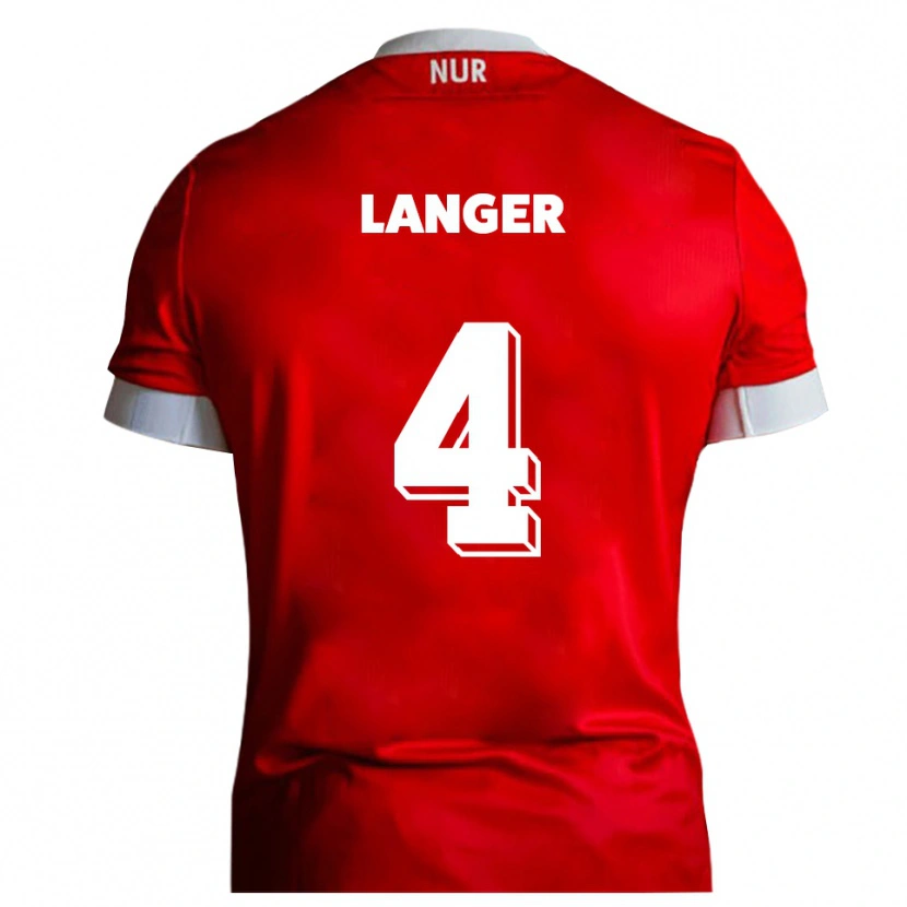 Danxen Niño Camiseta Phillip Langer #4 Rojo Blanco 1ª Equipación 2025/26 La Camisa