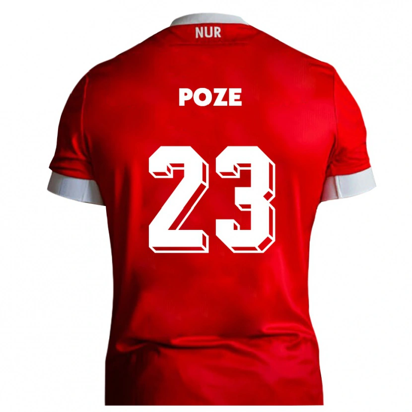 Danxen Niño Camiseta Paulas Poze #23 Rojo Blanco 1ª Equipación 2025/26 La Camisa