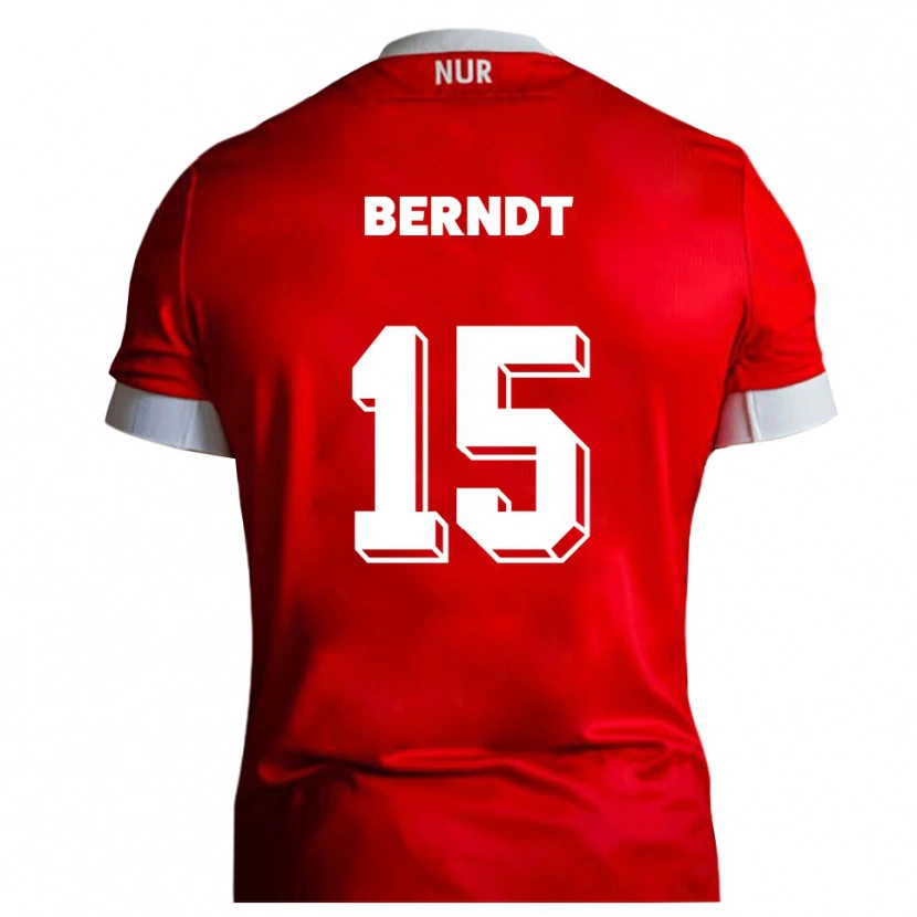 Danxen Niño Camiseta Karl Berndt #15 Rojo Blanco 1ª Equipación 2025/26 La Camisa