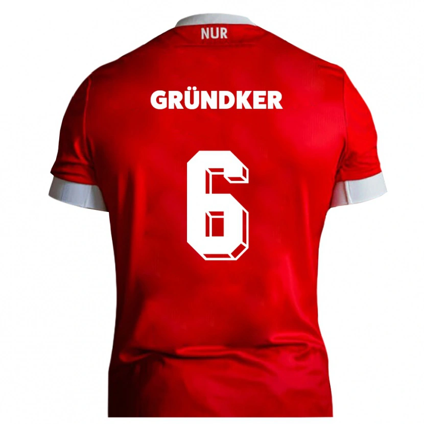 Danxen Niño Camiseta Julien Gründker #6 Rojo Blanco 1ª Equipación 2025/26 La Camisa
