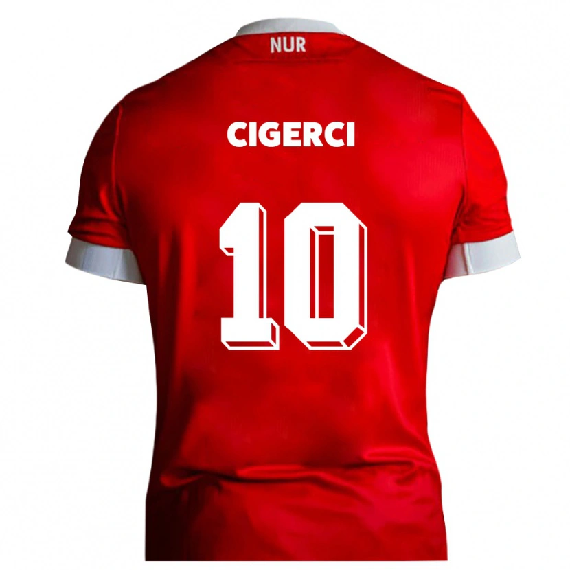 Danxen Niño Camiseta Tolcay Cigerci #10 Rojo Blanco 1ª Equipación 2025/26 La Camisa