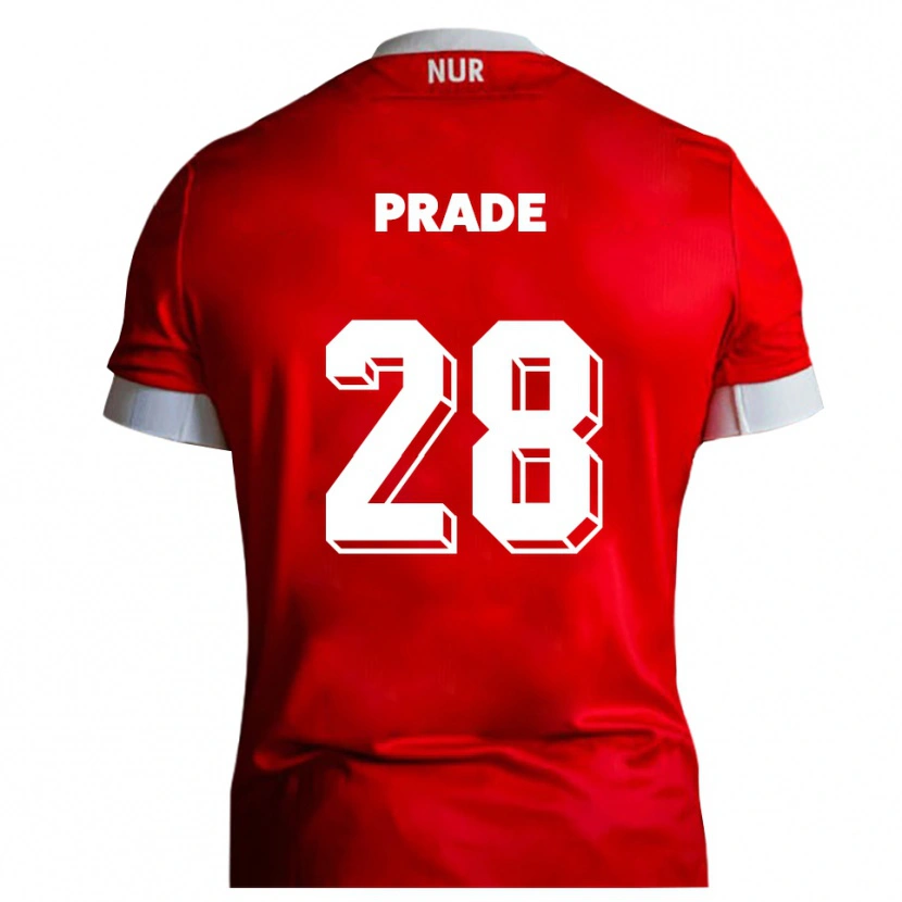 Danxen Niño Camiseta Adrian Prade #28 Rojo Blanco 1ª Equipación 2025/26 La Camisa