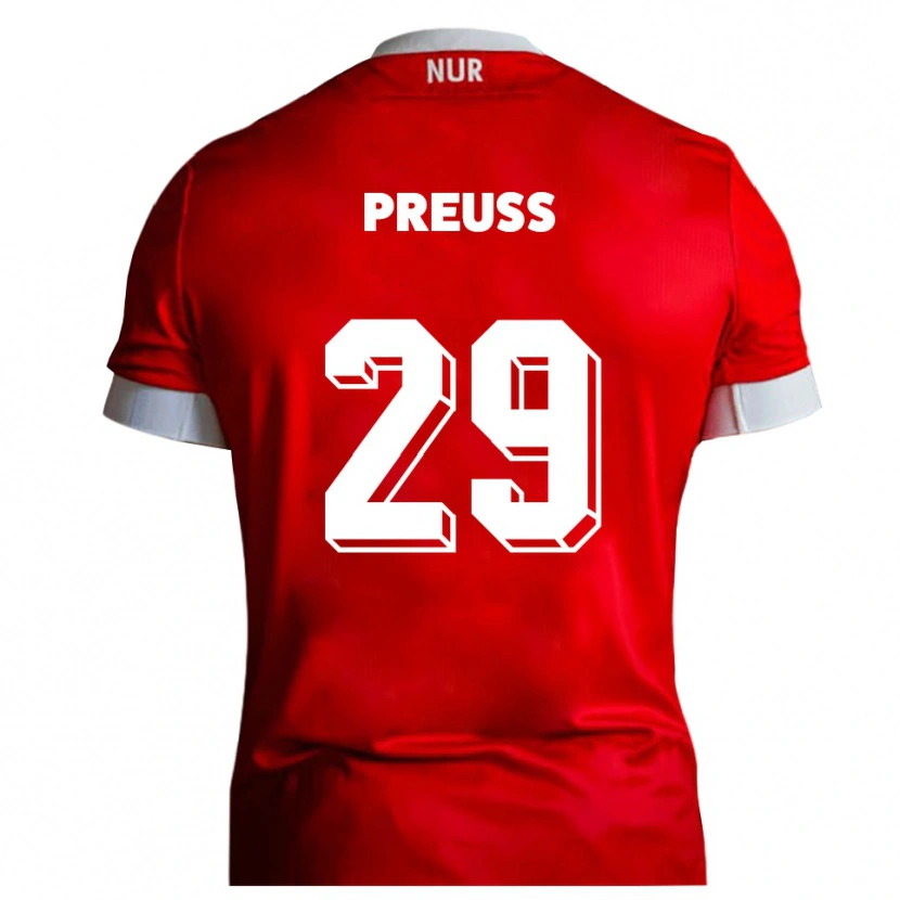 Danxen Niño Camiseta Marlon Preuß #29 Rojo Blanco 1ª Equipación 2025/26 La Camisa