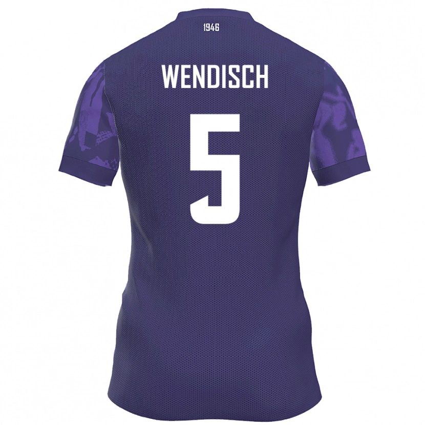 Danxen Niño Camiseta Pascal Wendisch #5 Púrpura Blanco 1ª Equipación 2025/26 La Camisa