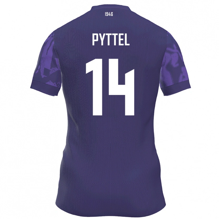 Danxen Niño Camiseta Henrik Pyttel #14 Púrpura Blanco 1ª Equipación 2025/26 La Camisa