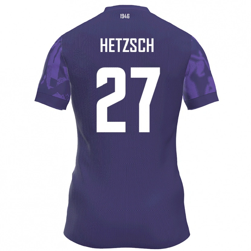 Danxen Niño Camiseta Finn Hetzsch #27 Púrpura Blanco 1ª Equipación 2025/26 La Camisa