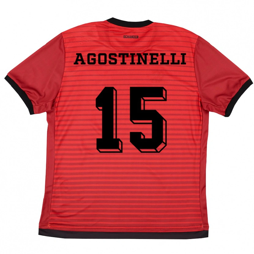 Danxen Niño Camiseta Massimo Agostinelli #15 Rojo Negro 1ª Equipación 2025/26 La Camisa