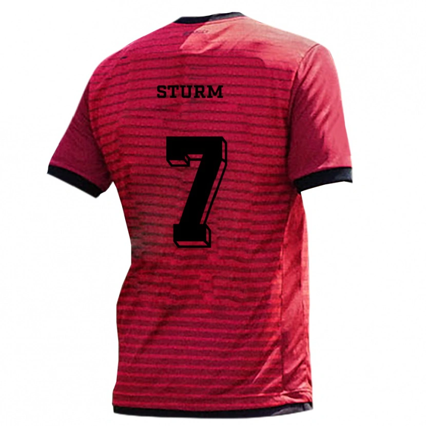 Danxen Niño Camiseta Yann Sturm #7 Rojo Negro 1ª Equipación 2025/26 La Camisa