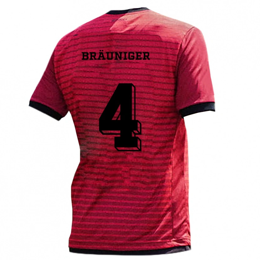 Danxen Niño Camiseta Sandor Bräuniger #4 Rojo Negro 1ª Equipación 2025/26 La Camisa