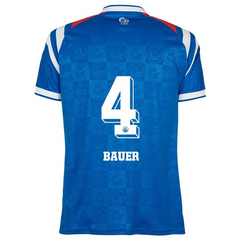 Danxen Niño Camiseta Richard Bauer #4 Azul Blanco Rojo 1ª Equipación 2025/26 La Camisa