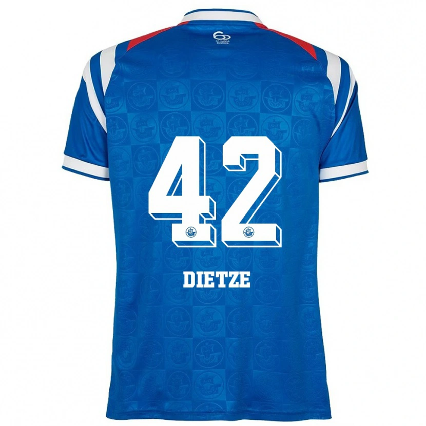 Danxen Niño Camiseta Benno Dietze #42 Azul Blanco Rojo 1ª Equipación 2025/26 La Camisa
