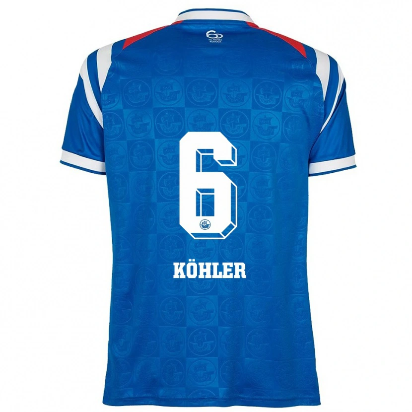 Danxen Niño Camiseta Laurentia Köhler #6 Azul Blanco Rojo 1ª Equipación 2025/26 La Camisa