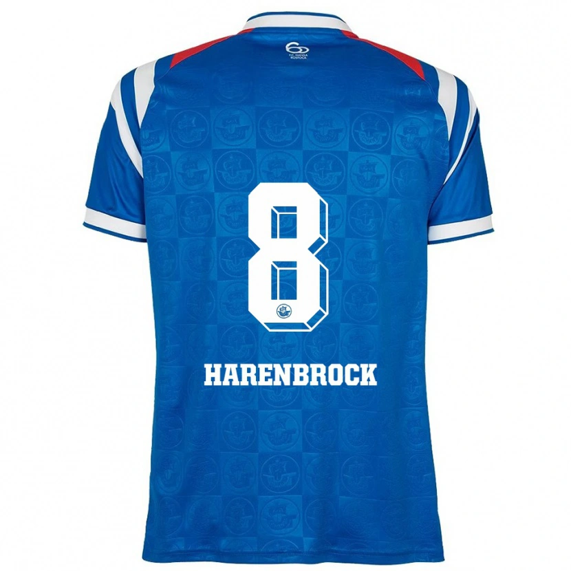 Danxen Niño Camiseta Cedric Harenbrock #8 Azul Blanco Rojo 1ª Equipación 2025/26 La Camisa