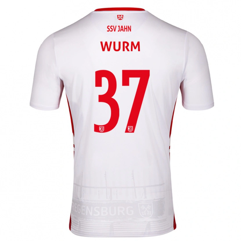 Danxen Niño Camiseta Leopold Wurm #37 Blanco Rojo 1ª Equipación 2025/26 La Camisa