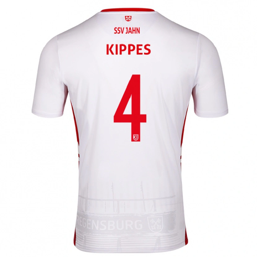 Danxen Niño Camiseta Ben Kippes #4 Blanco Rojo 1ª Equipación 2025/26 La Camisa