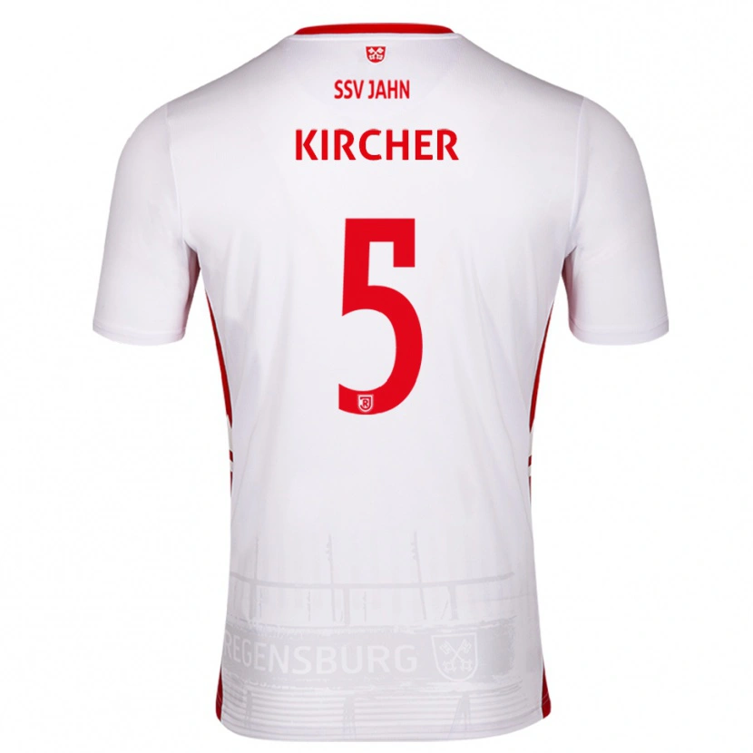 Danxen Niño Camiseta Michel Kircher #5 Blanco Rojo 1ª Equipación 2025/26 La Camisa