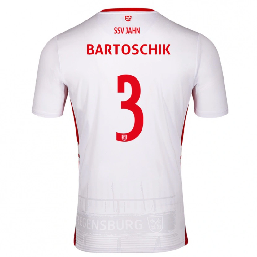 Danxen Niño Camiseta Felix Bartoschik #3 Blanco Rojo 1ª Equipación 2025/26 La Camisa