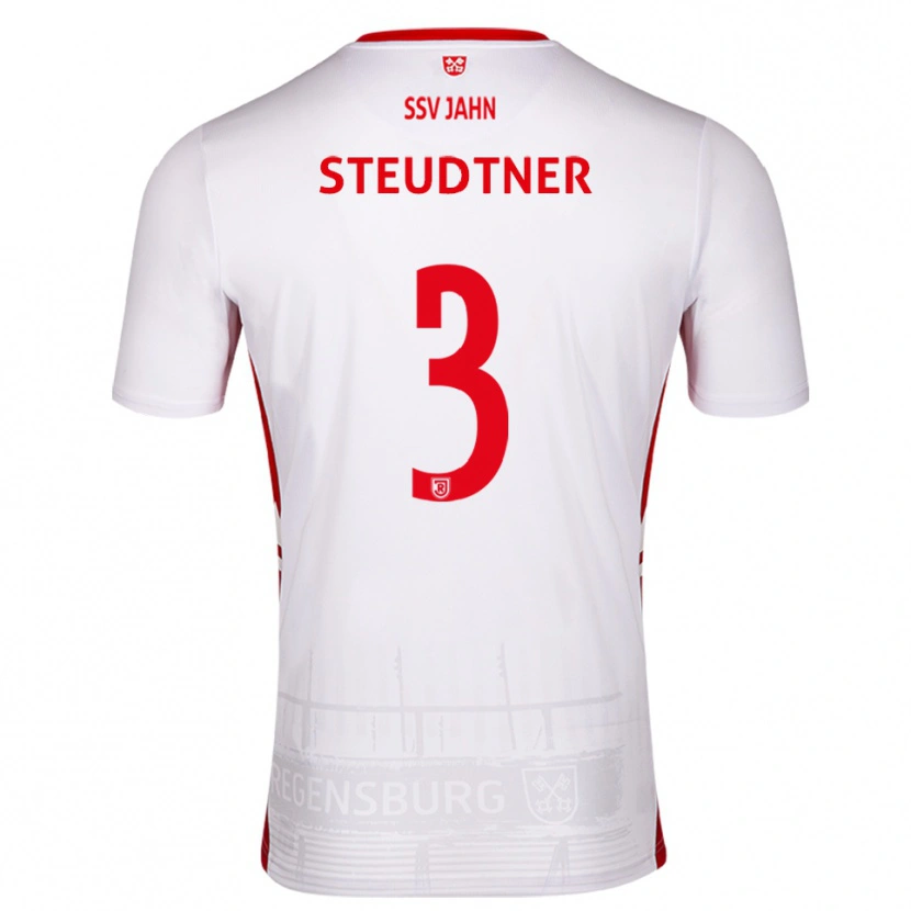 Danxen Niño Camiseta Raphael Steudtner #3 Blanco Rojo 1ª Equipación 2025/26 La Camisa