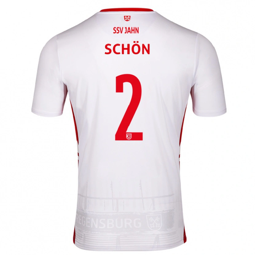 Danxen Niño Camiseta Lenny Schön #2 Blanco Rojo 1ª Equipación 2025/26 La Camisa