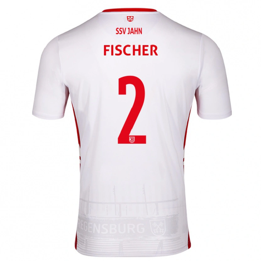 Danxen Niño Camiseta Florian Fischer #2 Blanco Rojo 1ª Equipación 2025/26 La Camisa