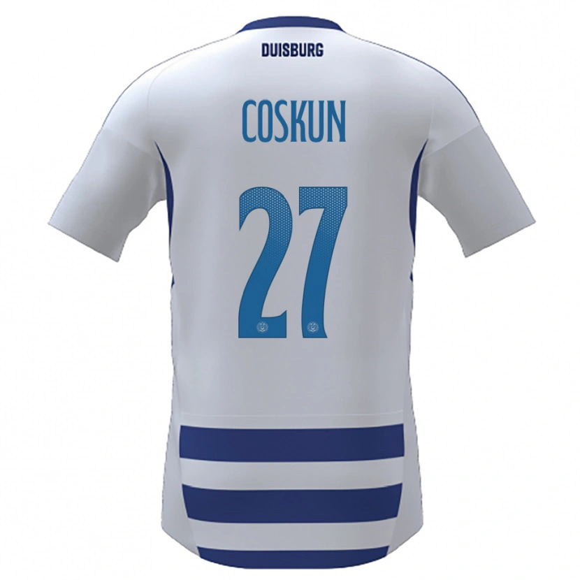 Danxen Niño Camiseta Can Coskun #27 Blanco Azul 1ª Equipación 2025/26 La Camisa