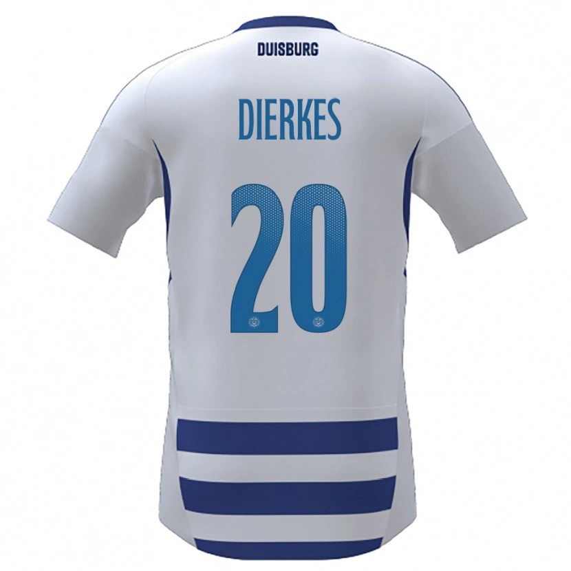Danxen Niño Camiseta Theorina Dierkes #20 Blanco Azul 1ª Equipación 2025/26 La Camisa