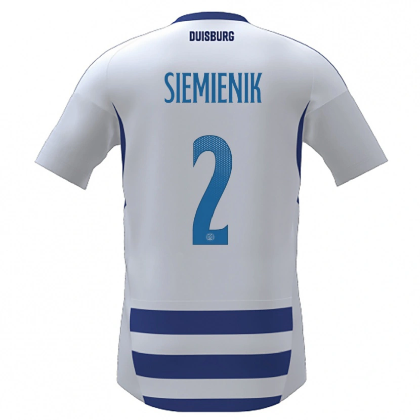 Danxen Niño Camiseta Fabian Siemienik #2 Blanco Azul 1ª Equipación 2025/26 La Camisa