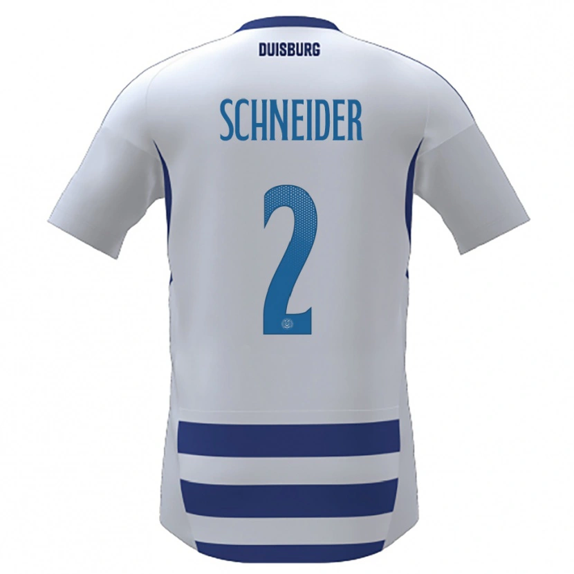Danxen Niño Camiseta Jason Schneider #2 Blanco Azul 1ª Equipación 2025/26 La Camisa