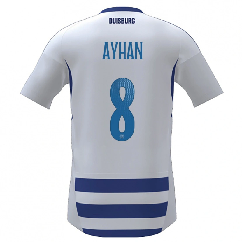Danxen Niño Camiseta Berat Ayhan #8 Blanco Azul 1ª Equipación 2025/26 La Camisa