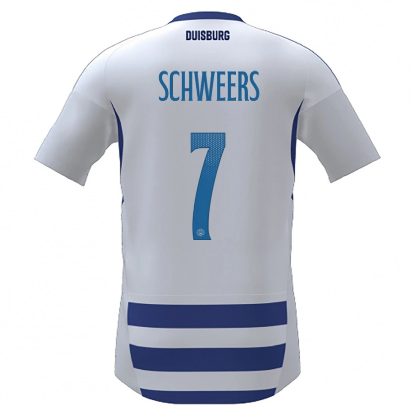 Danxen Niño Camiseta Farah Schweers #7 Blanco Azul 1ª Equipación 2025/26 La Camisa