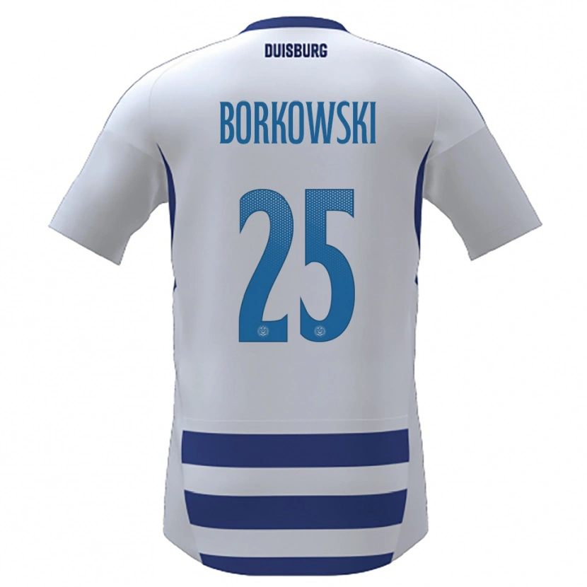 Danxen Niño Camiseta Dennis Borkowski #25 Blanco Azul 1ª Equipación 2025/26 La Camisa