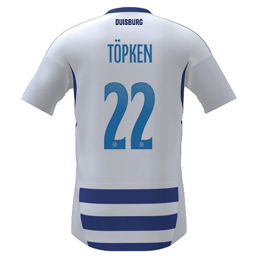 Danxen Niño Camiseta Thilo Töpken #22 Blanco Azul 1ª Equipación 2025/26 La Camisa