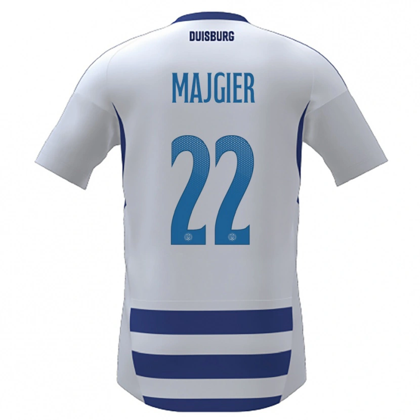 Danxen Niño Camiseta Philipp Majgier #22 Blanco Azul 1ª Equipación 2025/26 La Camisa