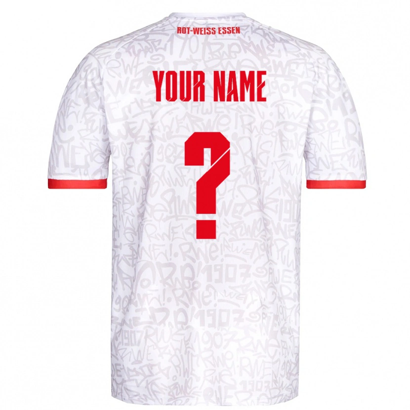 Danxen Niño Camiseta Su Nombre #0 Blanco Rojo 1ª Equipación 2025/26 La Camisa
